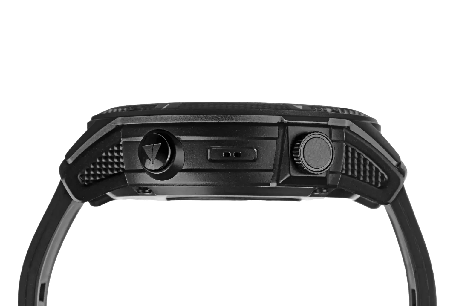 Cassa di THEIA II, vista laterale con le parti principali indicate in Absolute Black